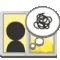 a wii menu icon of a figure looking out a window with scribbles in its thought bubble